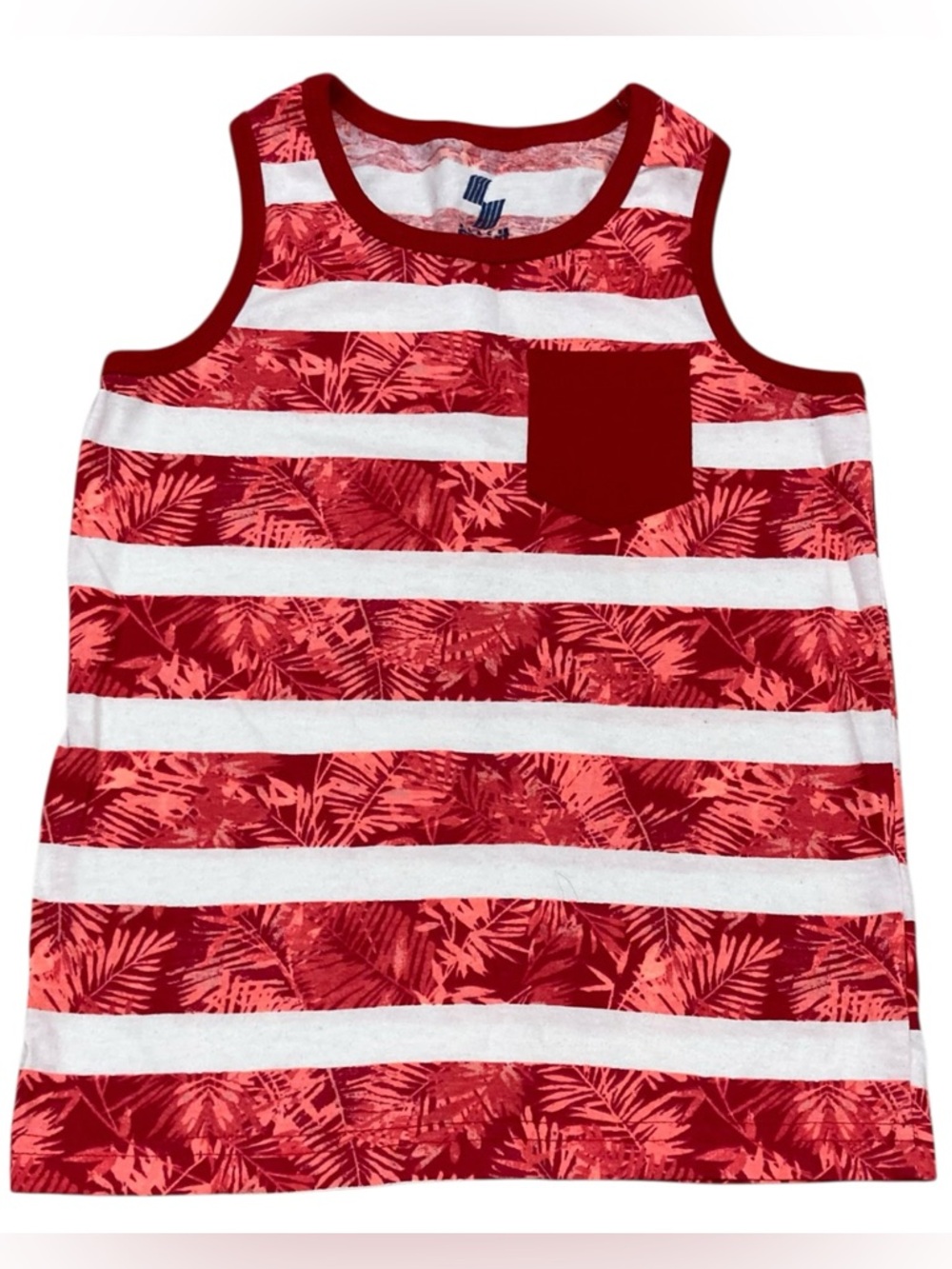 NEW Children’s Place Sport Red & White Tank Top Red Palm Leaf Stripes - Size 4T
